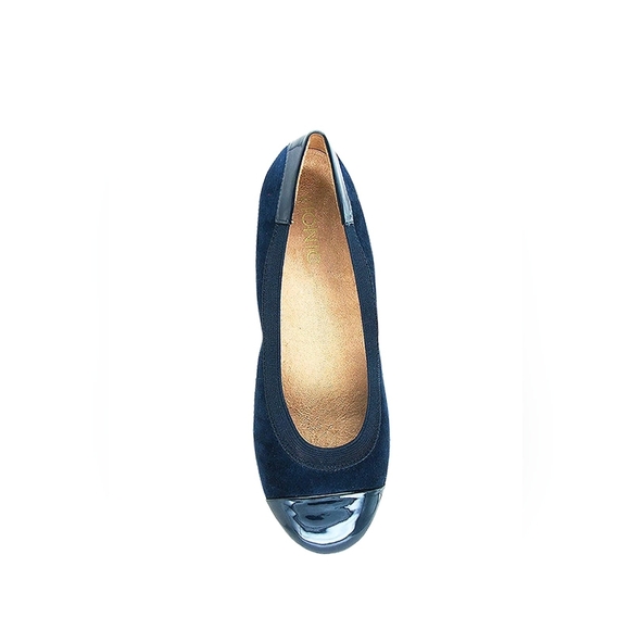 Vionic Tiegan Navy Blue, Cap Toe Flats - Picture 3 of 9